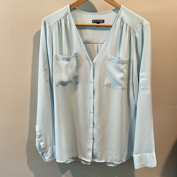 Express Large Baby Blue Blouse Top - Picture 2 of 9